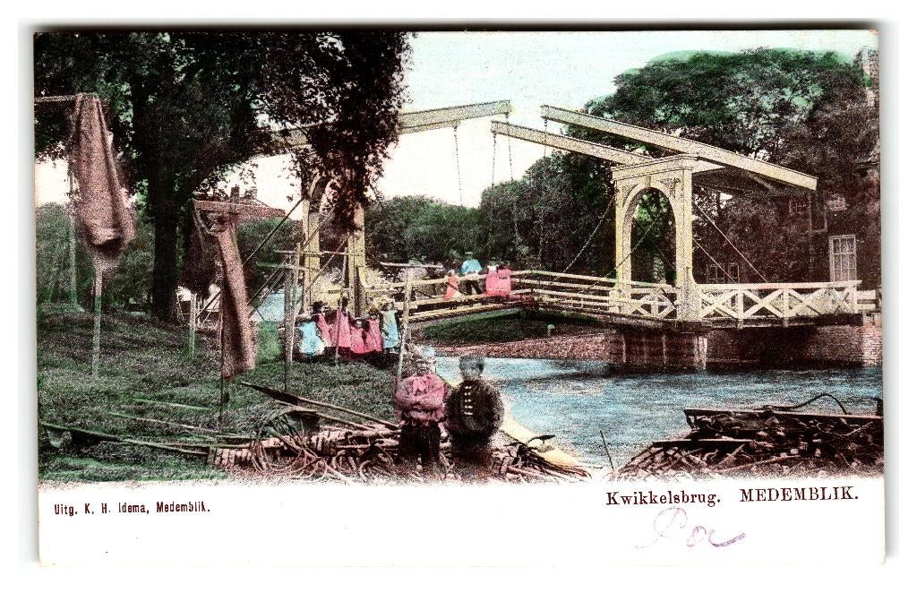 Medemblik, Kwikkelsbrug, Verzamelen, Ansichtkaarten | Nederland, Gelopen, Noord-Holland, Voor 1920, Ophalen of Verzenden
