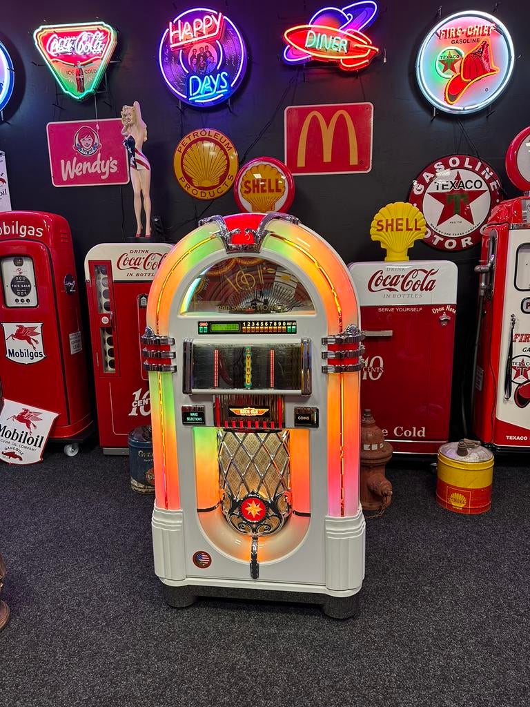 Jukebox Rock Ola Bubbler High Glossy White 45 RPM 200 select