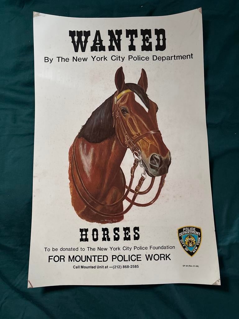 Wanted Poster New York Police Department Paarden, Ophalen of Verzenden