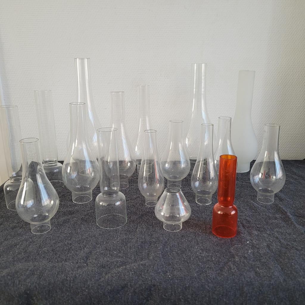 Partij glas lampglas lampglazen glaasjes voor olielamp, Ophalen of Verzenden