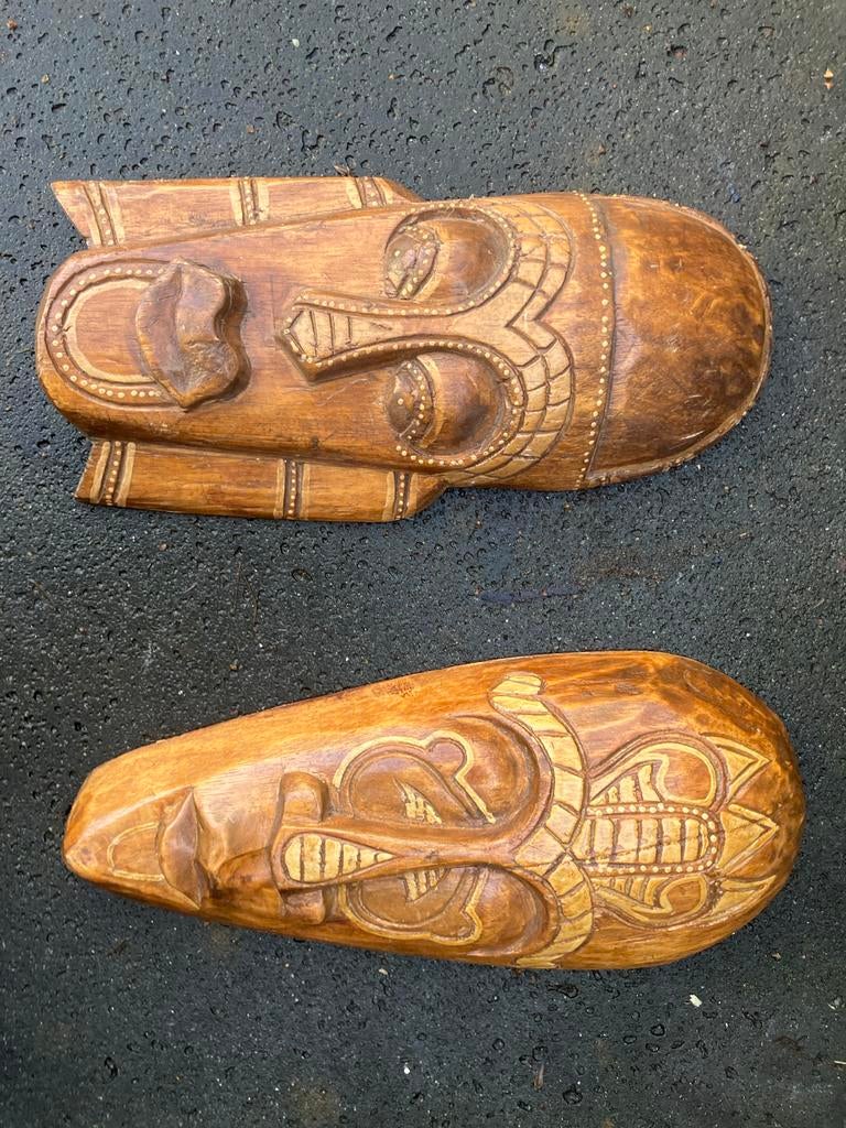 Houten Tiki Maskers - Set van 2, Ophalen of Verzenden
