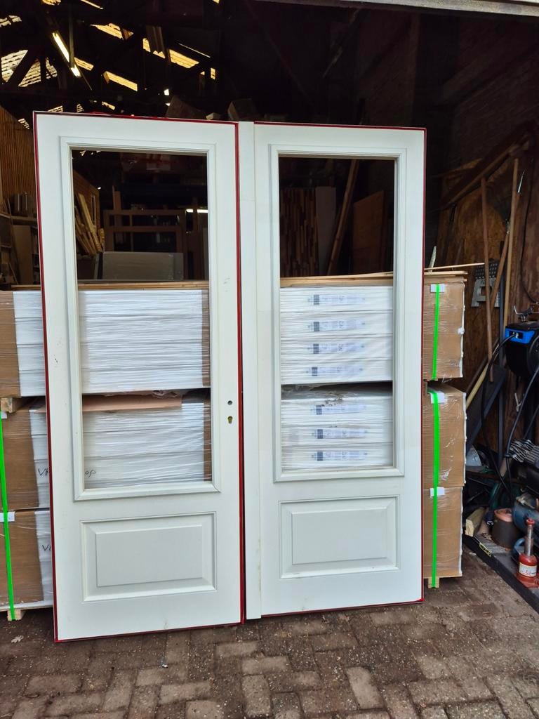 Dubbele buitendeuren 56mm dik 2x 85x229cm incl sluitwerk, Weekamp, Nieuw, Ophalen of Verzenden, Buitendeur