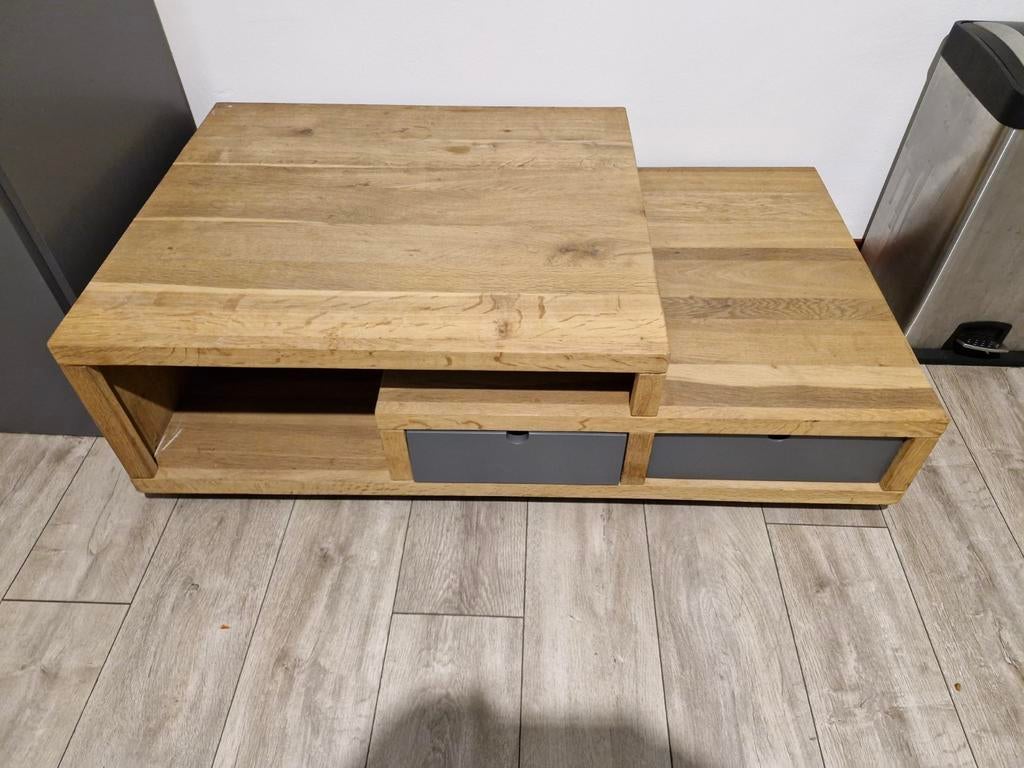 Salontafel met twee laden, Huis en Inrichting, Gebruikt, 100 tot 150 cm, Eikenhout, Ophalen of Verzenden