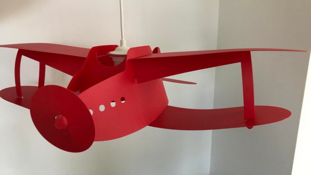 Rode Vliegtuig Hanglamp, Ophalen of Verzenden, Zo goed als nieuw, Metaal, 50 tot 75 cm