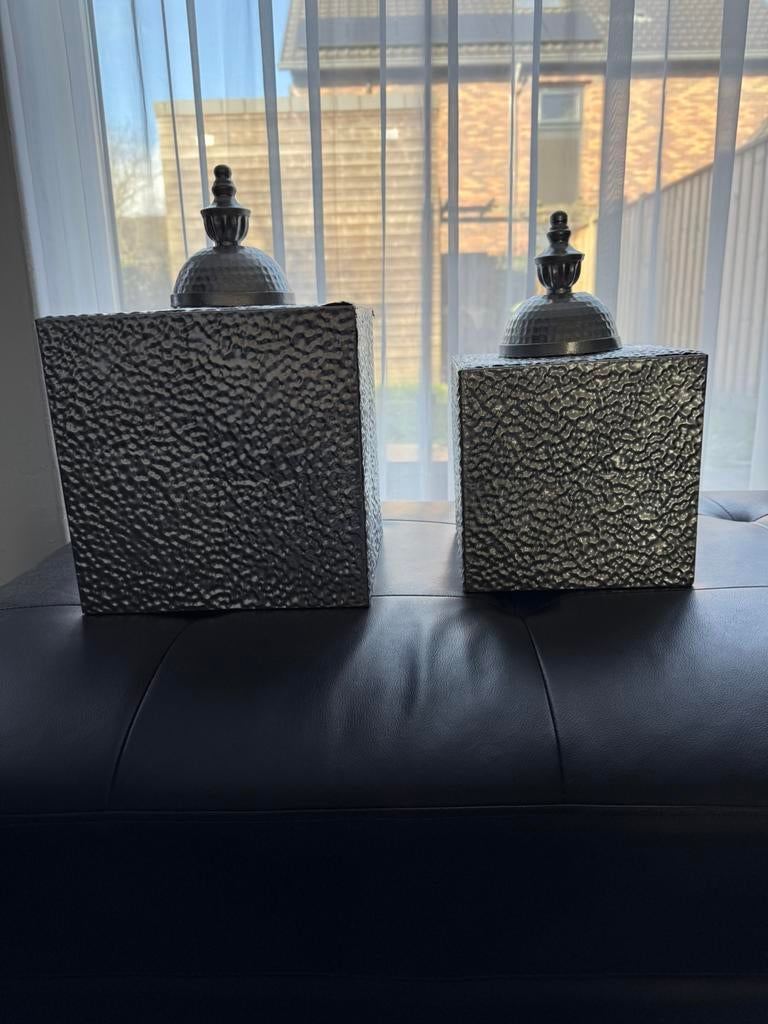 Tweedelige zilveren decoratie, Ophalen, Zo goed als nieuw, Rechthoekig, Overige materialen