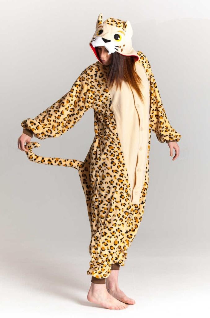 Luipaard Cheetah onesie 146-152 Pak Kostuum Bruin, Ophalen of Verzenden, Zo goed als nieuw, 134 t/m 140, Jongen of Meisje