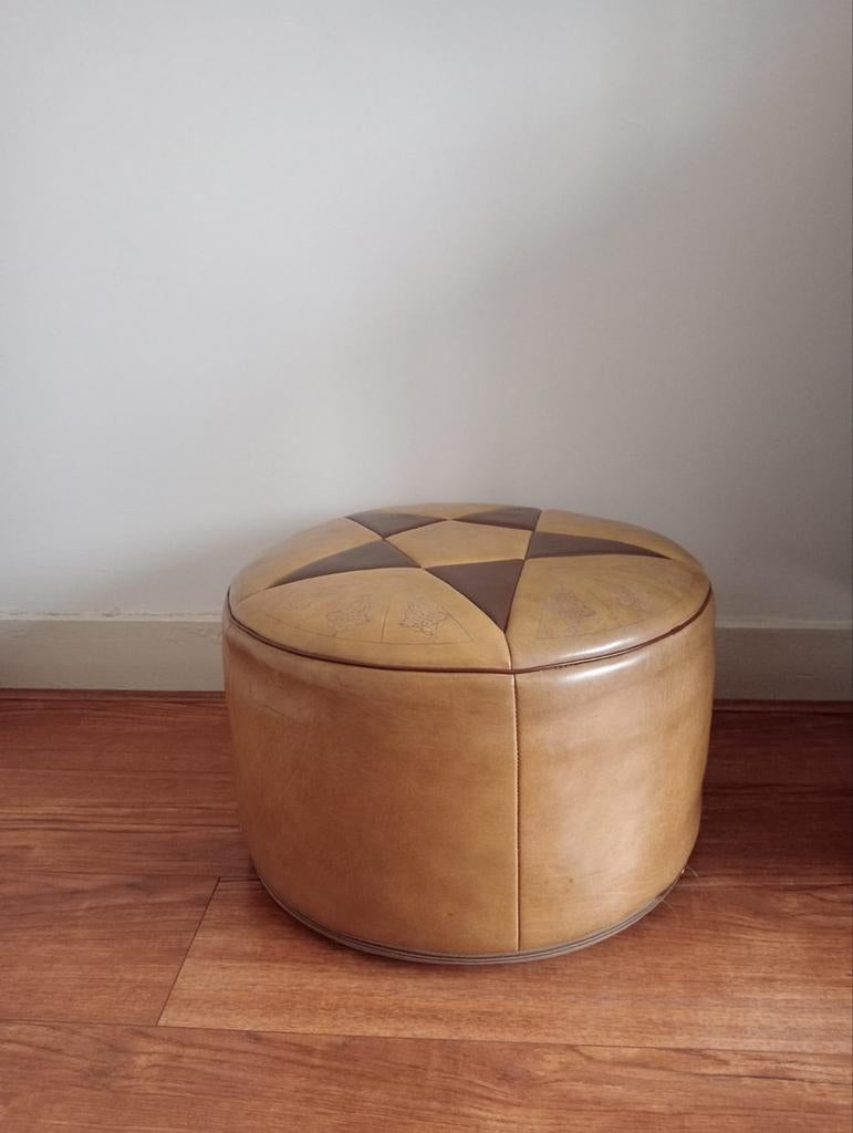Vintage leren poef, Ophalen