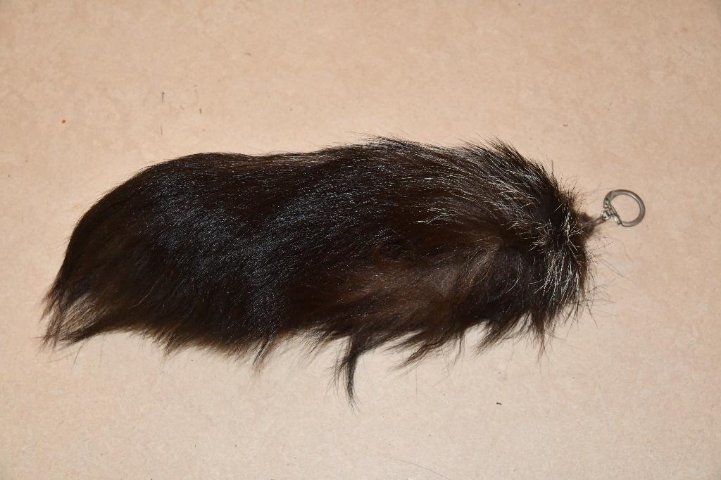 Sleutelhanger met echte zwarte pelsstaart, Ophalen of Verzenden, Zo goed als nieuw, Dier of Natuur