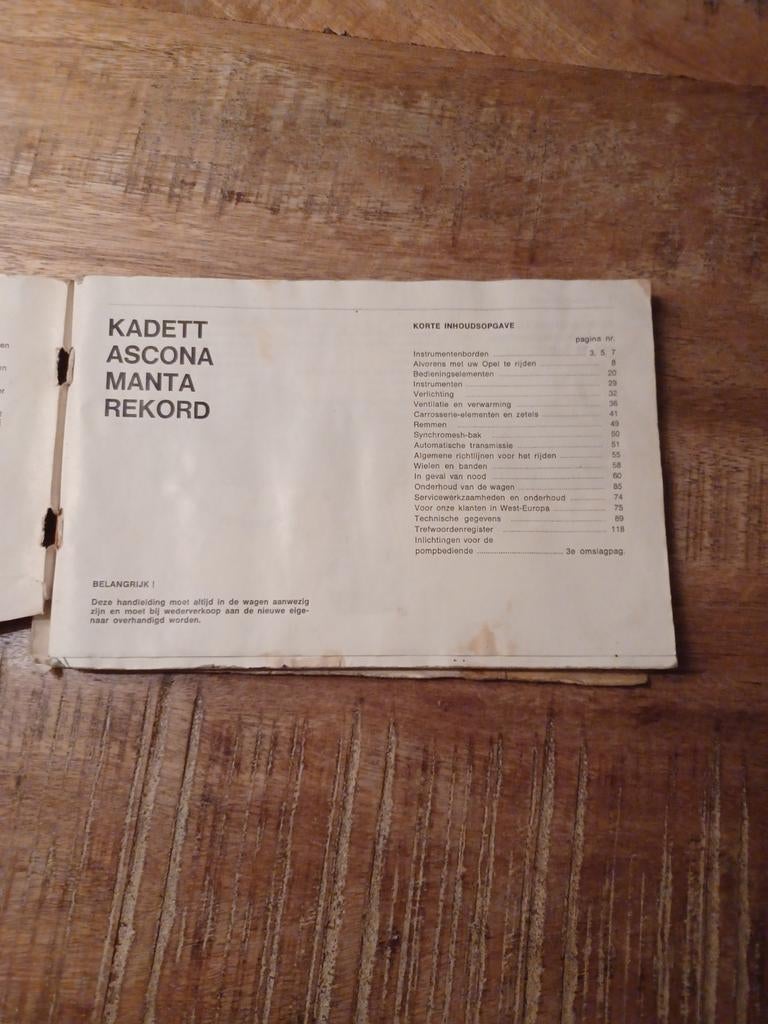 Instructieboekje Opel Kadett Ascona Manta Record ', Ophalen of Verzenden