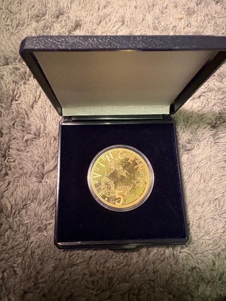 Nederland 5 euro van Gogh 2003 verguld proof zilver, Koningin Beatrix, Zilver, Euro's, Ophalen of Verzenden