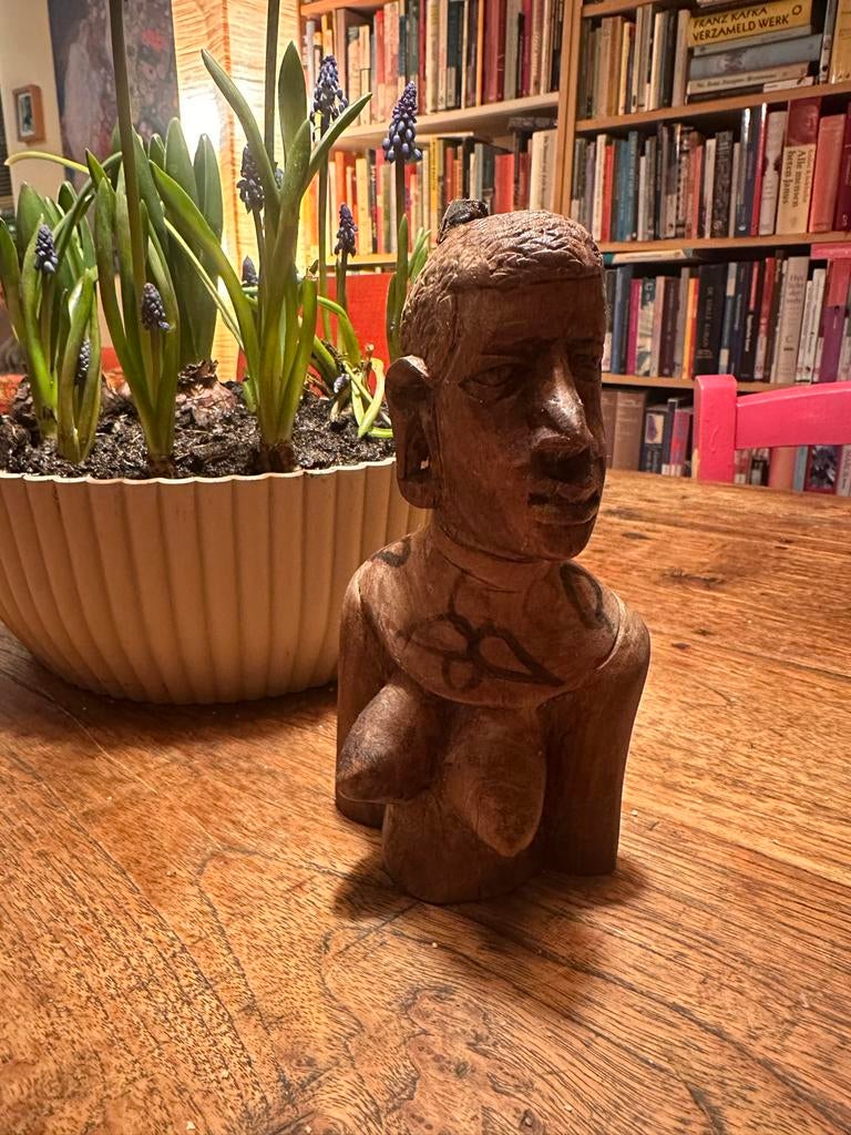 Vintage Houten Etnisch Beeld - Afrikaanse Kunst, Antiek en Kunst, Kunst | Beelden en Houtsnijwerken, Verzenden