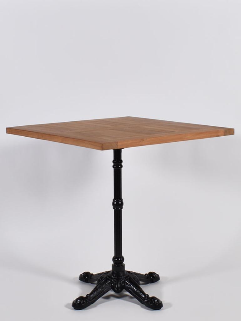Teakhouten terrastafel vierkant 70x70cm gietijzer onderstel, Teakhout, 50 tot 100 cm, Vierkant, Nieuw