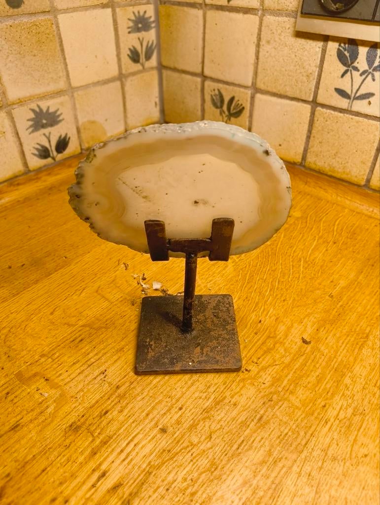 Vintage Agaat Schijf op Standaard, Huis en Inrichting, Ophalen of Verzenden, Gebruikt