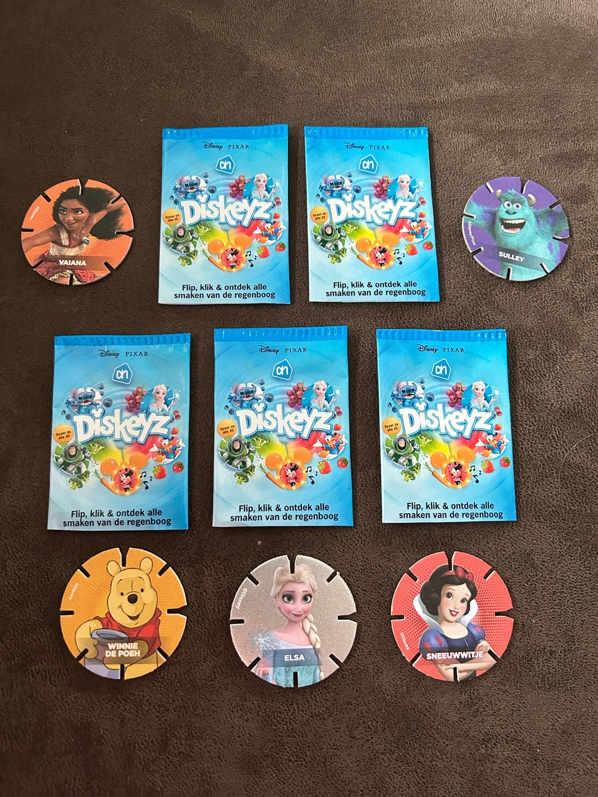 5 verschillende AH Disney Pixar Diskeyz, Ophalen of Verzenden, Overige figuren, Nieuw, Overige typen