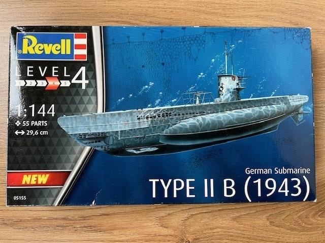 1:144 1/144 Revell Type II B (1943) German Submarine, Ophalen of Verzenden, Zo goed als nieuw, 1:50 tot 1:200, Revell