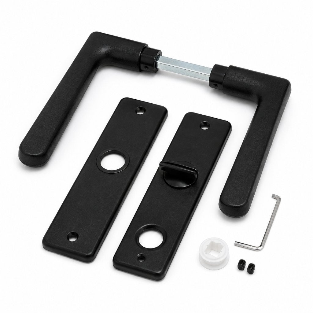 Zwarte Deurklinkset met Langschild en WC-/Badkamersluiting, Overige materialen, ., Nieuw, Ophalen of Verzenden