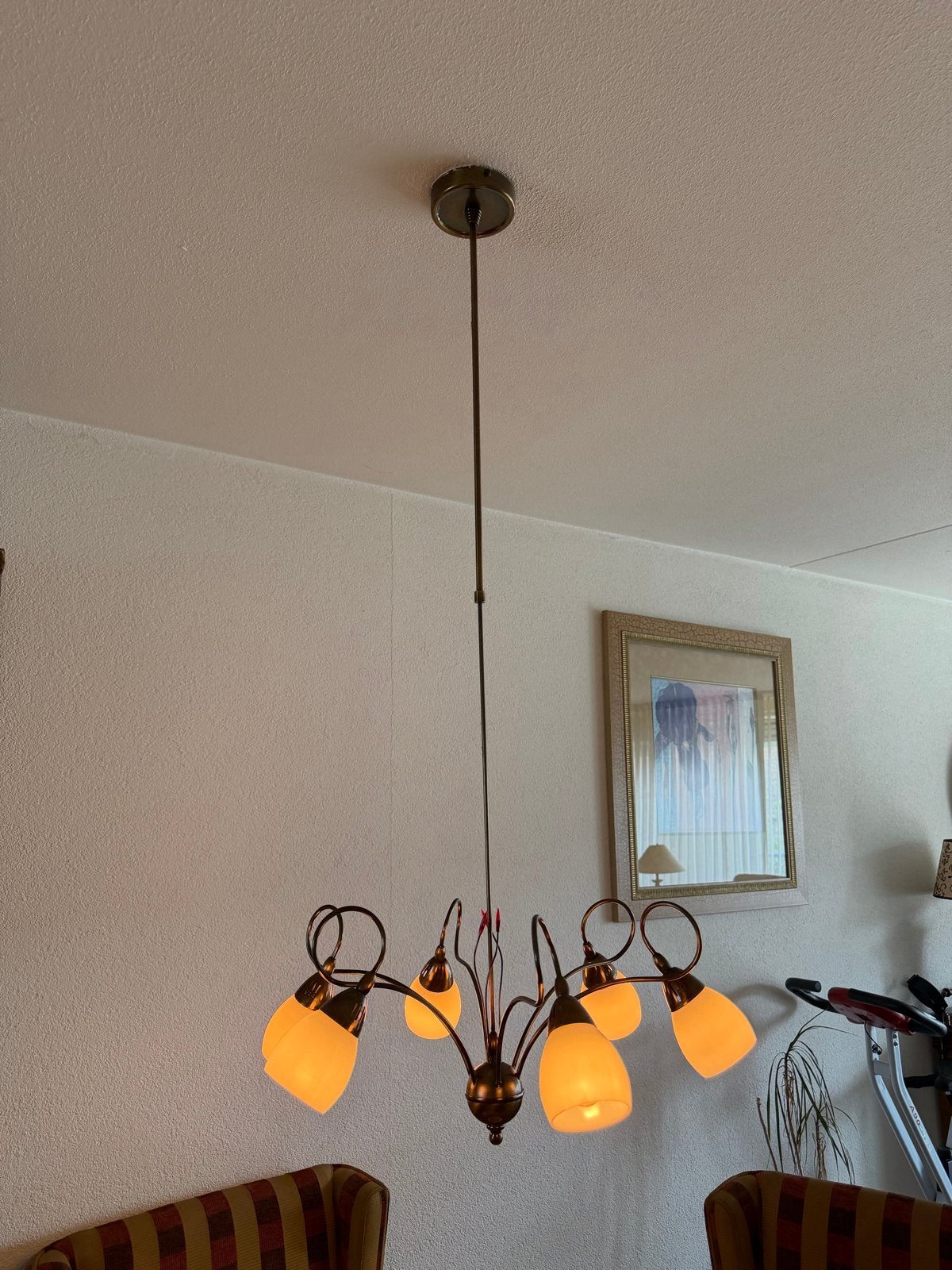 Set van 2: Hanglamp en Vloerlamp met Melkglas Kappen, Huis en Inrichting, Ophalen, Gebruikt