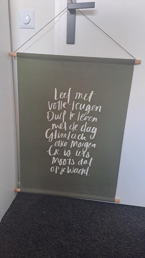 Wandkleed met inspirerende tekst, Groen, Ophalen of Verzenden, Zo goed als nieuw, Met ophangsysteem