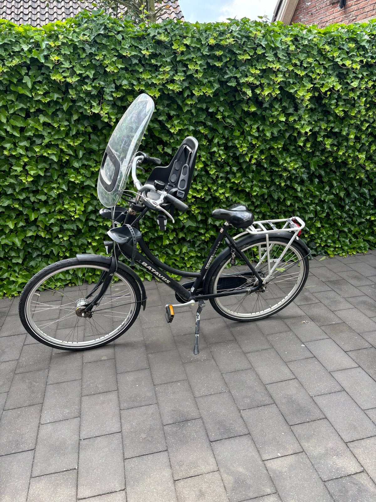 Batavus fiets 3 versnellingen met kinderzitje en windscherm, Ophalen, Terugtraprem, Batavus, 50 tot 53 cm