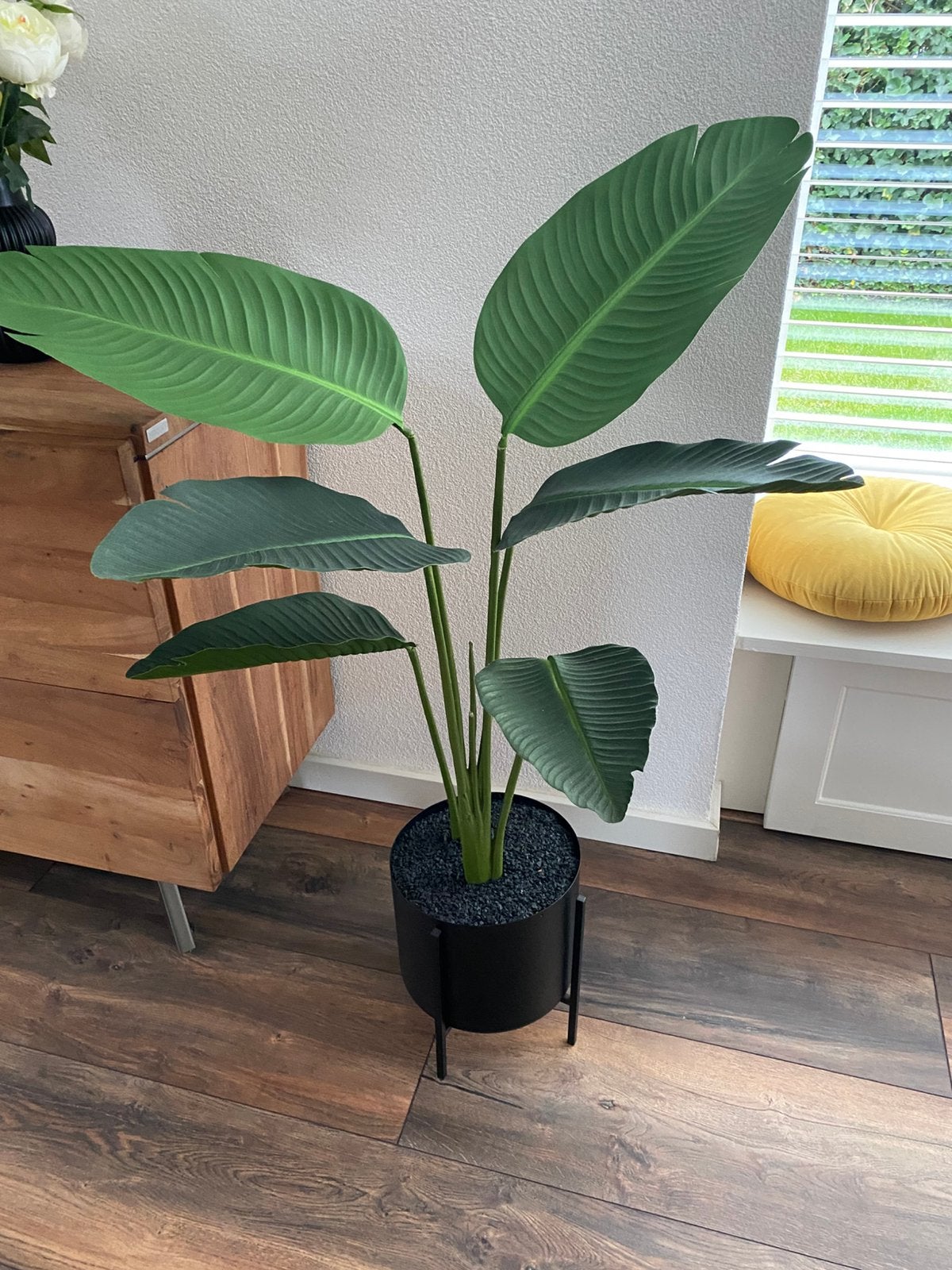 Grote kunstplant met pot - Strelitzia - 150 cm, Huis en Inrichting, Ophalen, Binnen, Groen, Kunstplant