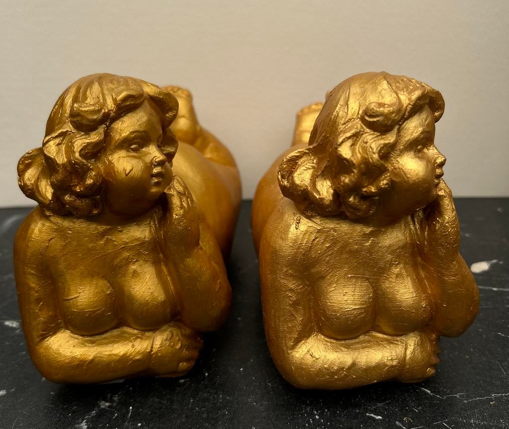2 x betonnen zware “dikke” dame in goudkleur, pr. per stuk, Verzamelen, Beelden en Beeldjes, Ophalen of Verzenden, Zo goed als nieuw
