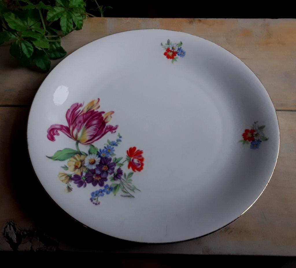 Bordje Seltmann Weiden K. Bavaria - bloemen - goudkleurige, Antiek en Kunst, Ophalen of Verzenden