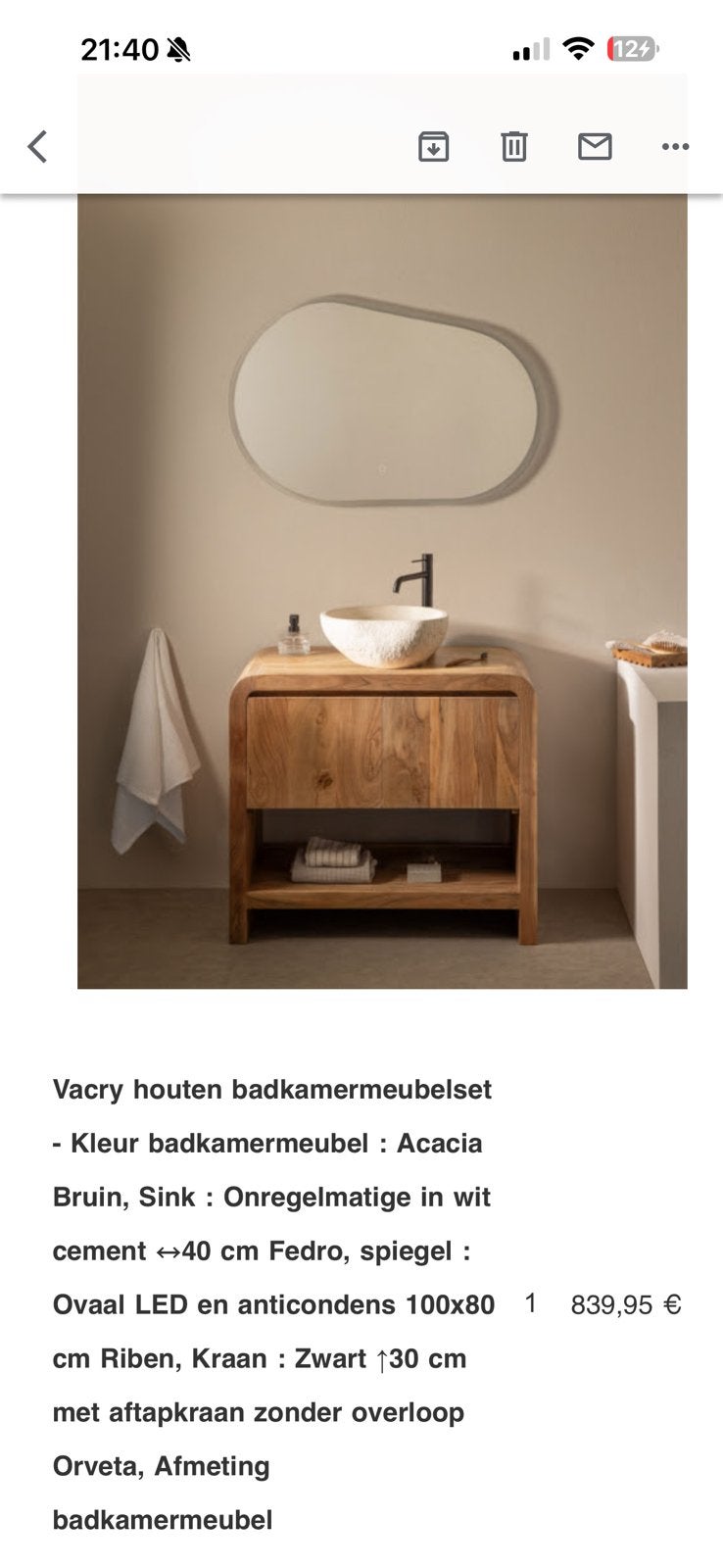 Sklum spiegel ovaal led en anticondens, Huis en Inrichting, Slaapkamer | Nachtkastjes, Ophalen, Zo goed als nieuw, 65 cm of meer