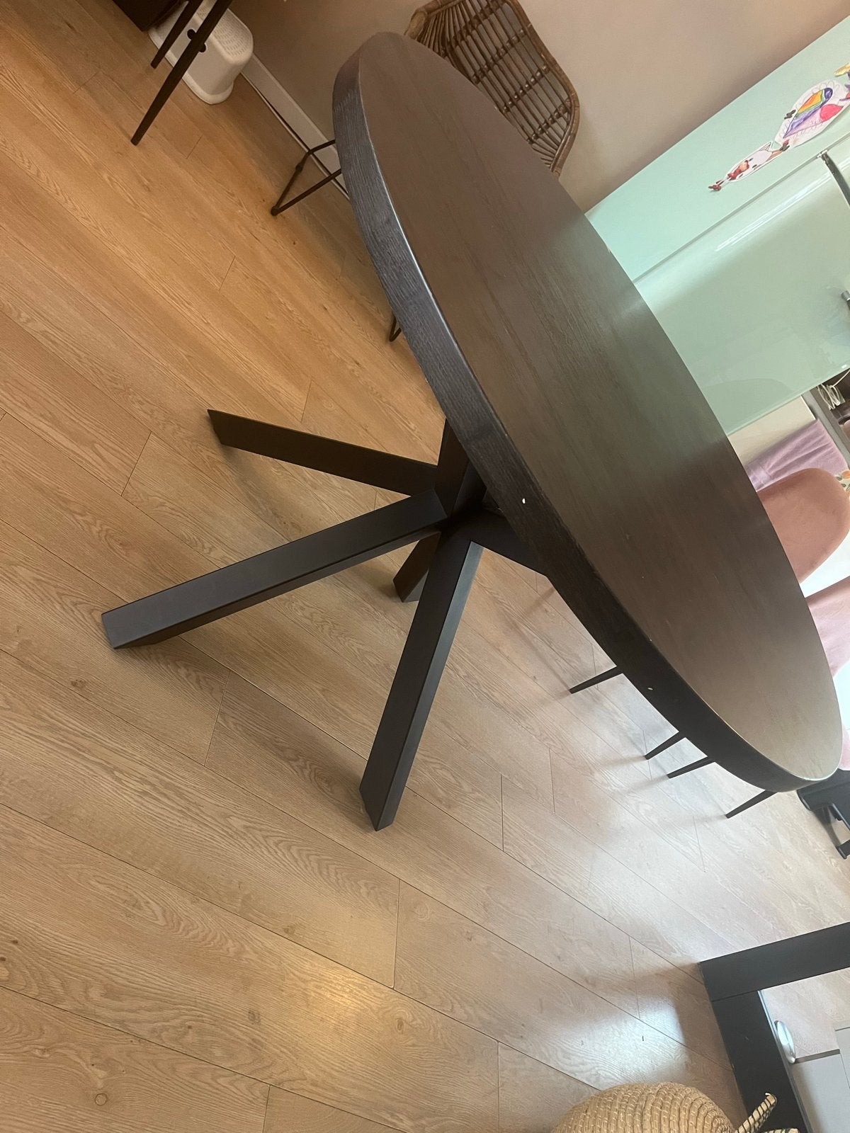 Ronde eettafel Van Kwantum, Ø120 cm, voor 4 personen, Huis en Inrichting, Ophalen, Gebruikt, 100 tot 150 cm, Rond