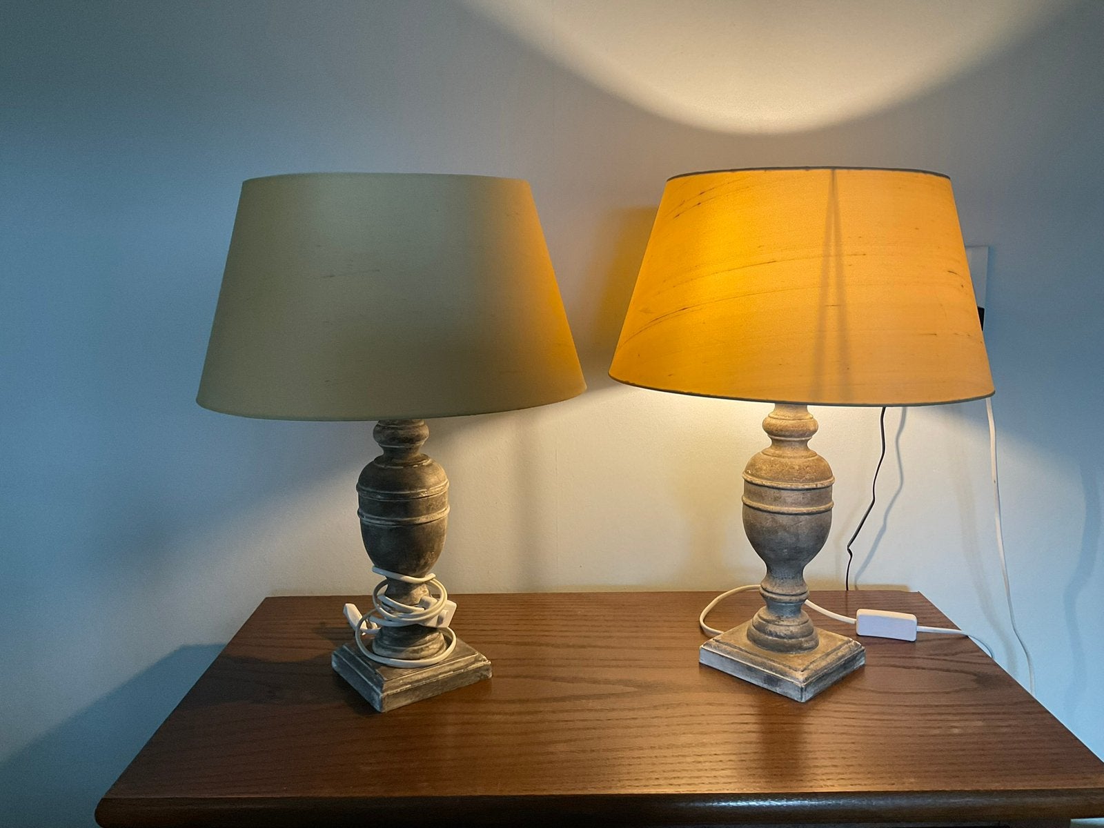 Set Prachtige Tafellampen met Kappen, Ophalen, Zo goed als nieuw, Hout, 50 tot 75 cm