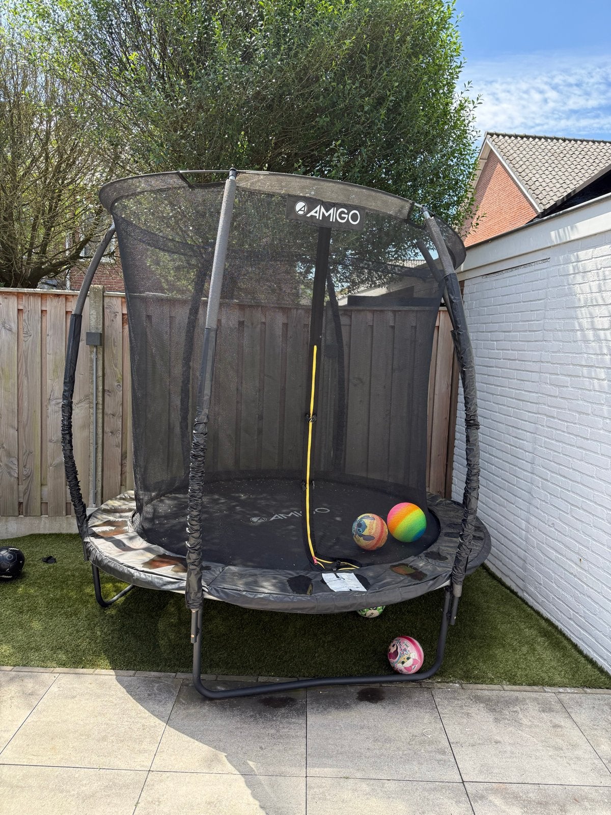 Amigo Trampoline met Veiligheidsnet - Gebruikt, Ophalen, Gebruikt