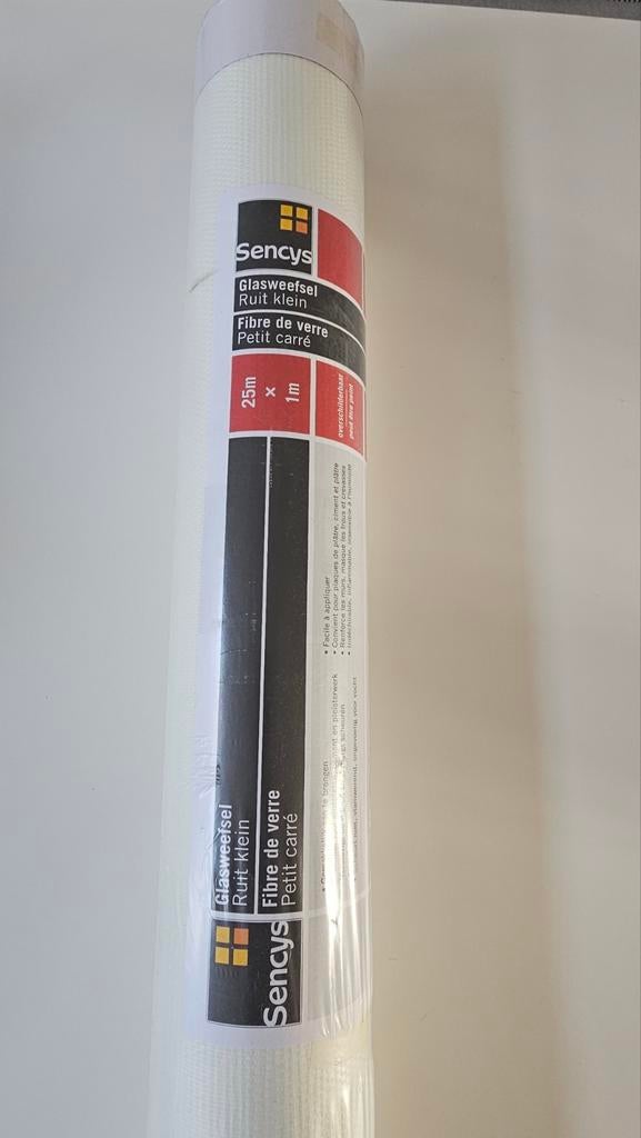 Sencys Glasweefsel Behang Ruit Klein - 25m x 1m - Nieuw, Ophalen, 25 tot 50 m², Wit, Ruit klein
