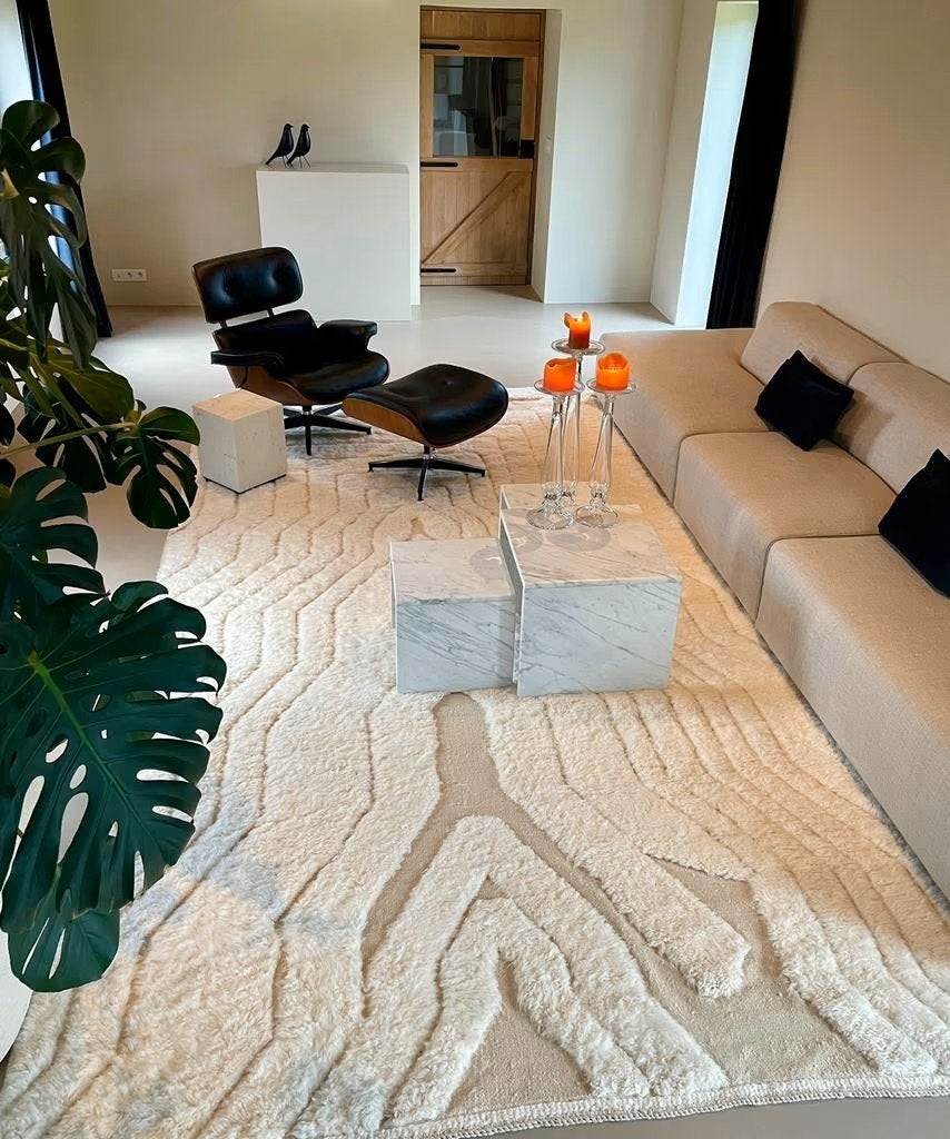 XXL Modern Vloerkleed Tapis Berber 420 x 240cm, Huis en Inrichting, Stoffering | Tapijten en Kleden, Ophalen, 200 cm of meer, Crème