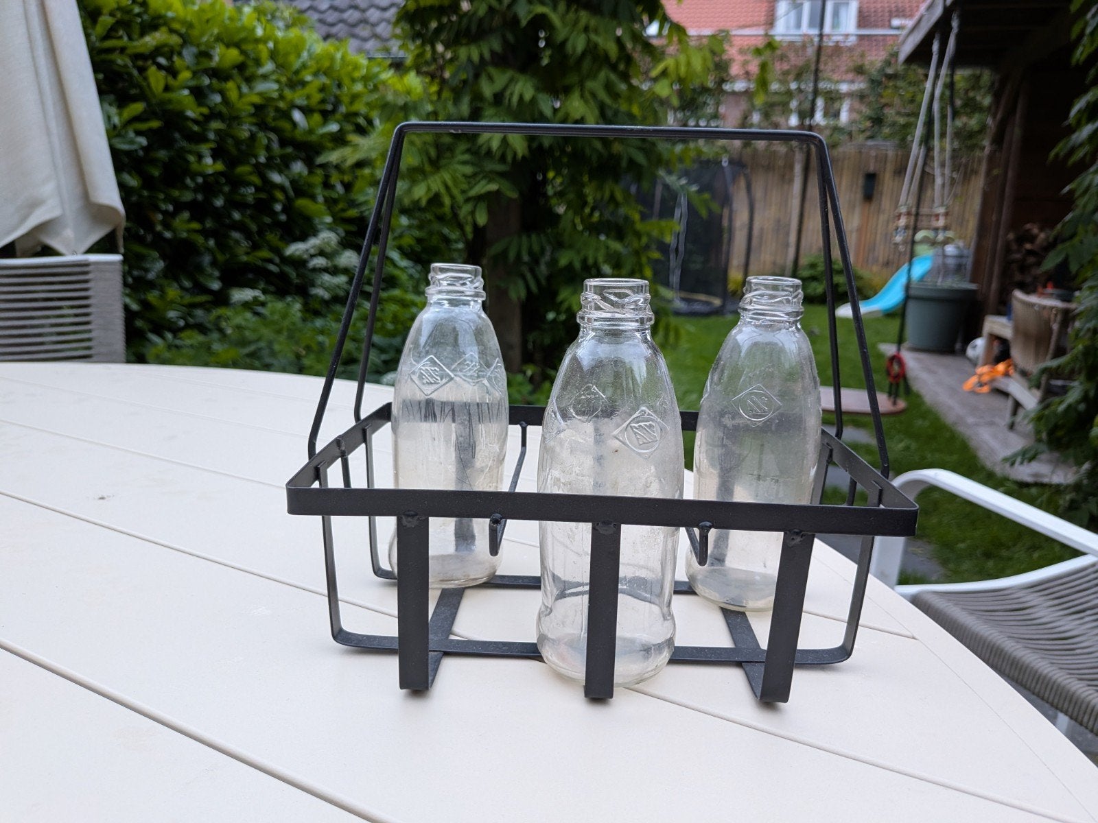 Vintage rekje met 3 glazen, Ophalen, Overige kleuren, Glas