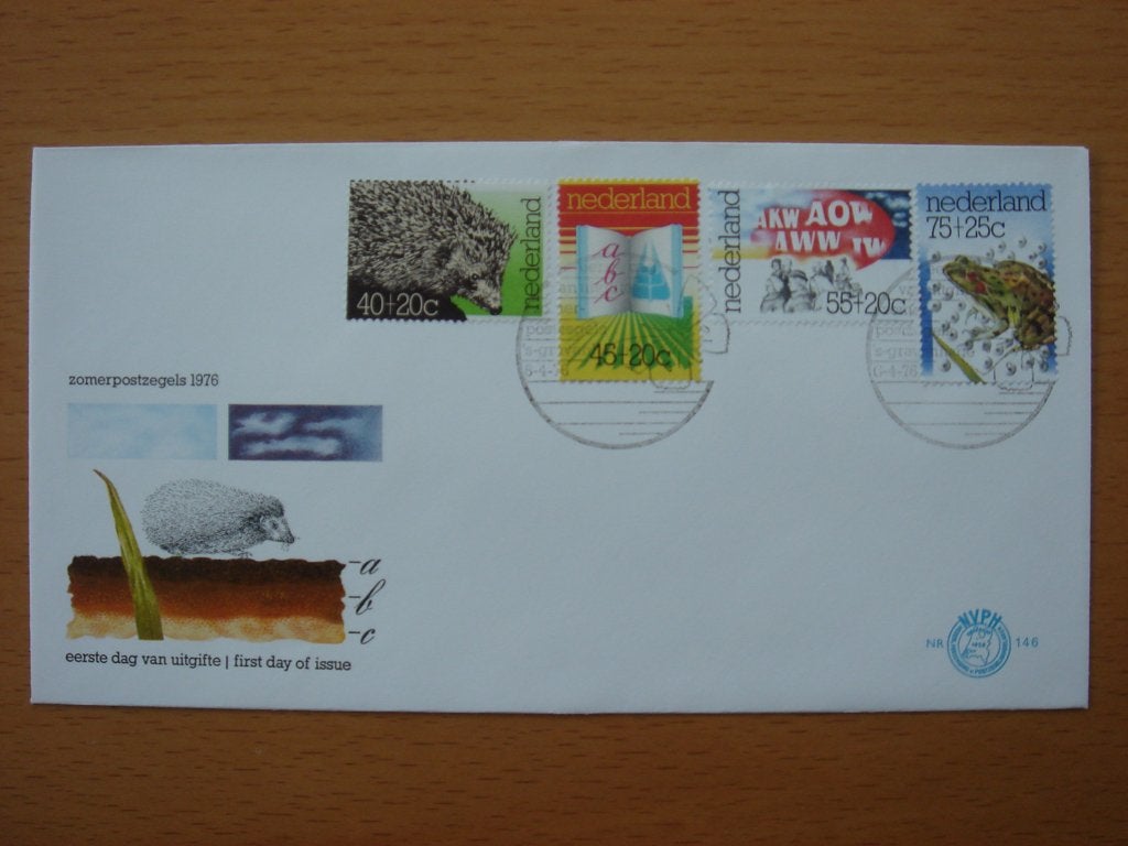 NVPH E146  1e Dag-enveloppe Zomerzegels 1976, Postzegels en Munten, Ophalen of Verzenden, Onbeschreven, Nederland
