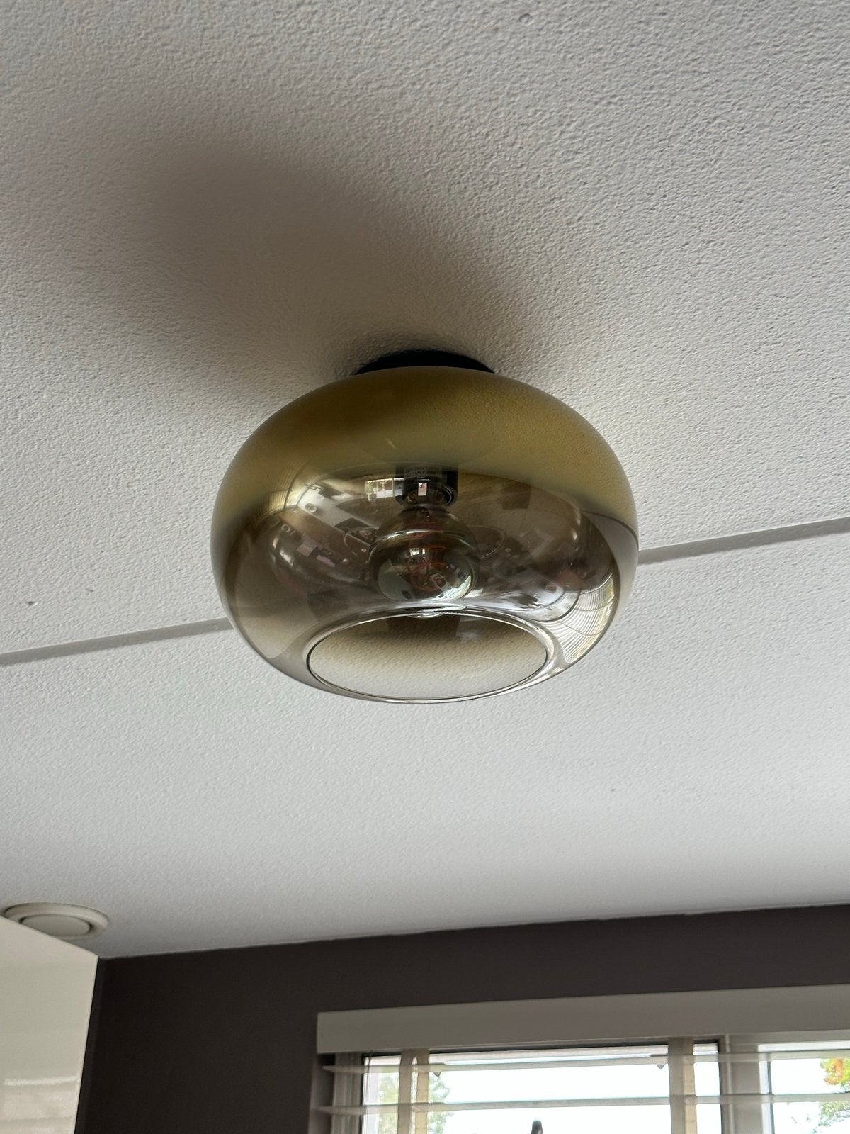 Set van 2 Plafondlampen en 1 Hanglamp - Zo goed als nieuw, Huis en Inrichting, Ophalen of Verzenden, Plafondlamp, Goud, Glas