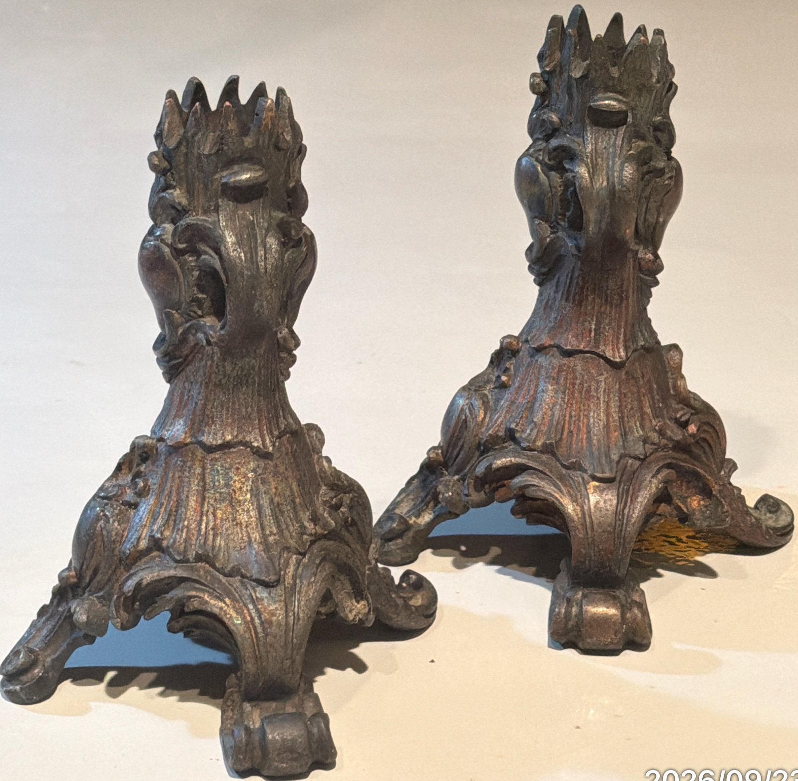 verzilverde bronzen stompenkandelaars Lodewijk XV 19e eeuw, Antiek en Kunst, Ophalen of Verzenden, Koper of Brons