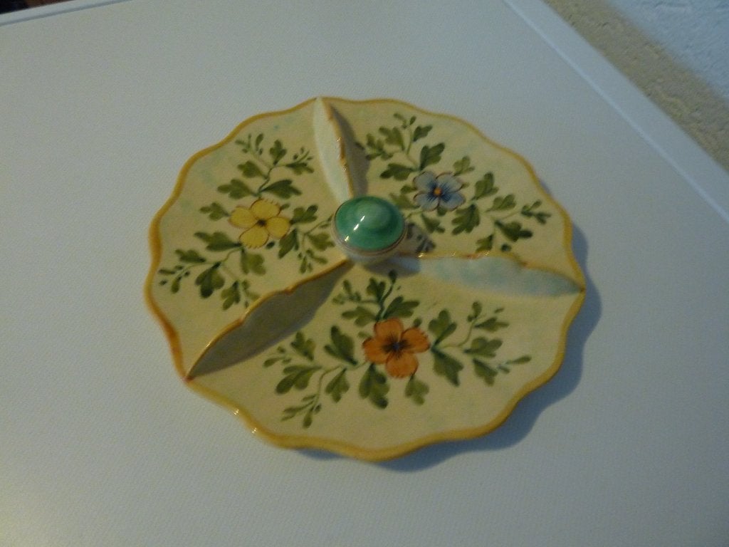 brocante porceleinen schaal 3 vaks, Antiek en Kunst, Ophalen of Verzenden