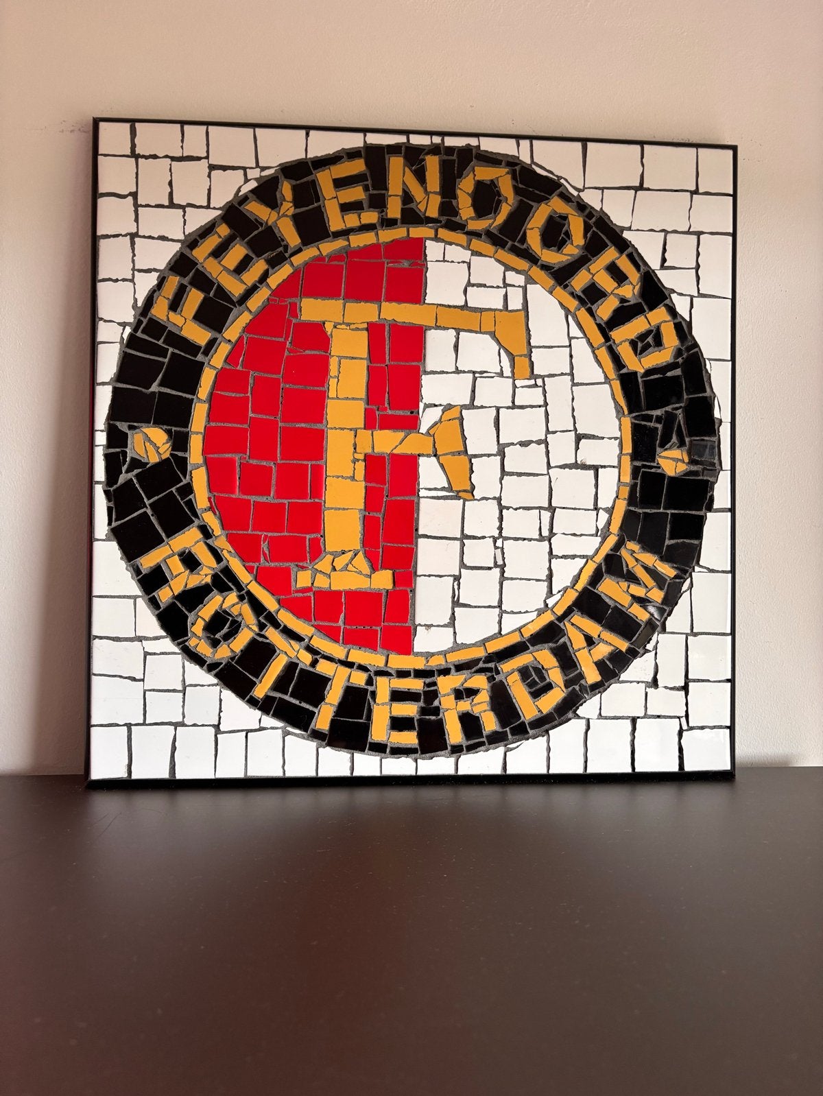 Uniek Feyenoord mozaïek wanddecoratie, Ophalen, Meerkleurig, Decoratieobject, Steen/keramiek