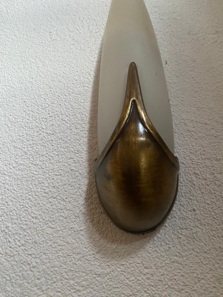 Retro wandlampje met albaster glas, Ophalen, Zo goed als nieuw