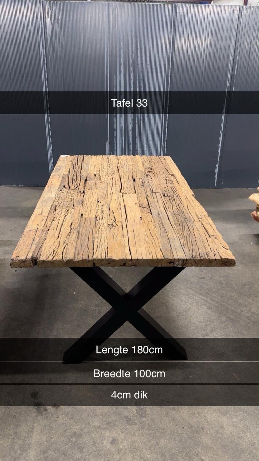 Eettafel met poten nieuw! 180cm, 5 keuze poten