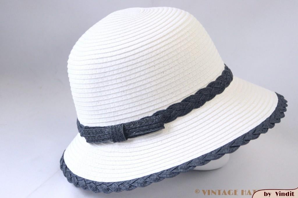 Dames Dophoed Cloche Hawkins wit papier vouwbaar 57 Nieuw, 56 of 57 cm (M, 7 of 7⅛ inch), Hoed, Hawkins, Nieuw