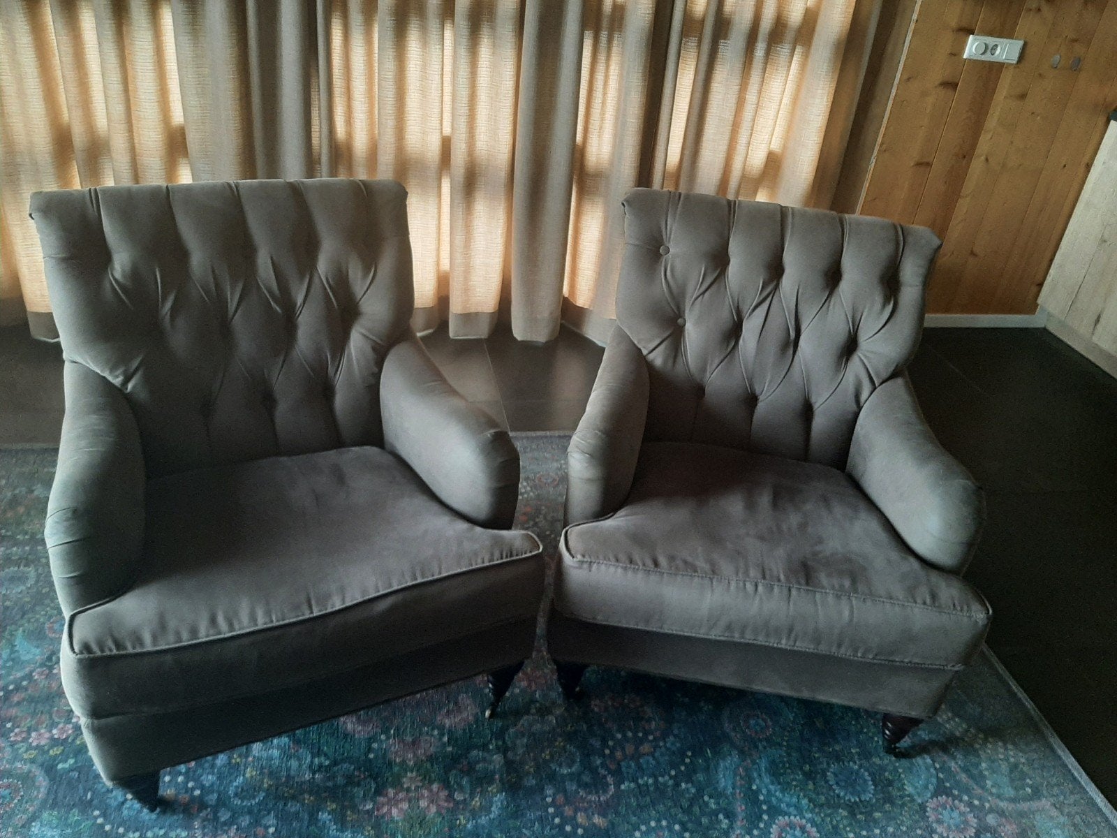 2 Rofra fauteuils, taupe kleurig., Ophalen, Gebruikt, Eenpersoons, 75 tot 100 cm