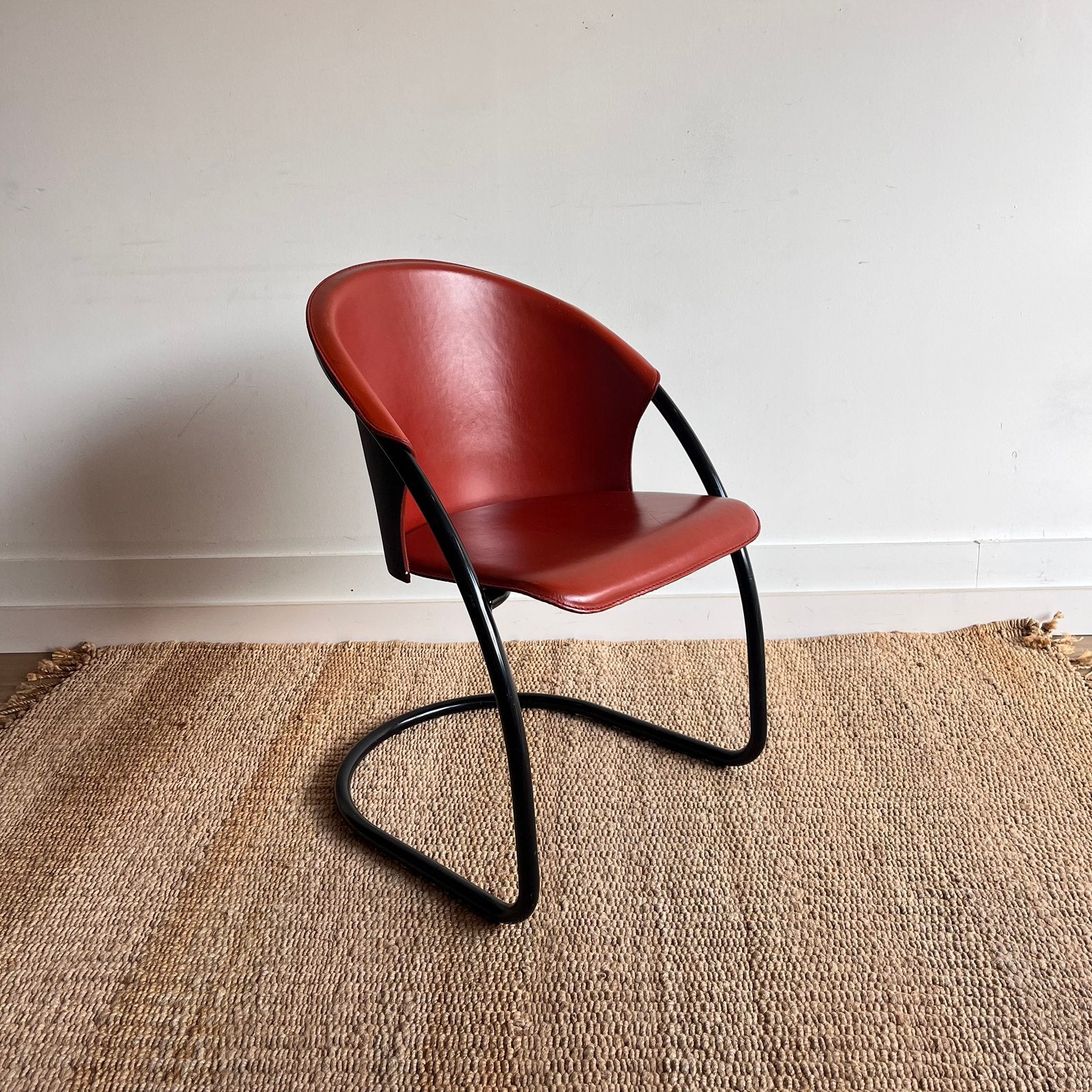 Vintage cantilever stoel, stijl Tito Agnoli jaren 70, Ophalen, Bruin, Vintage, Leer