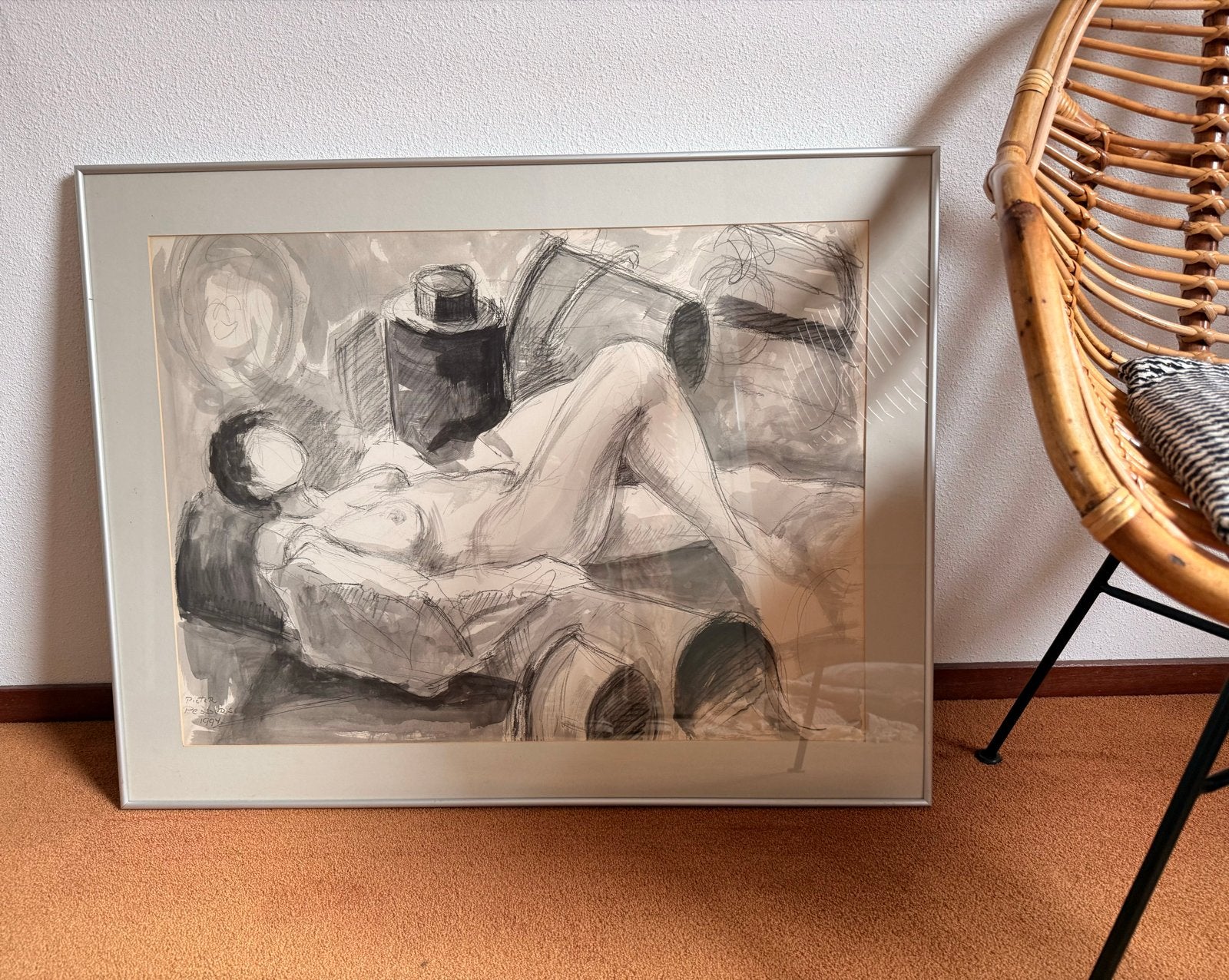 Pieter Pessers - Naaktstudie - Tekening - 1994, Ophalen, Gedateerd, Portret of Personen, Expressionistisch