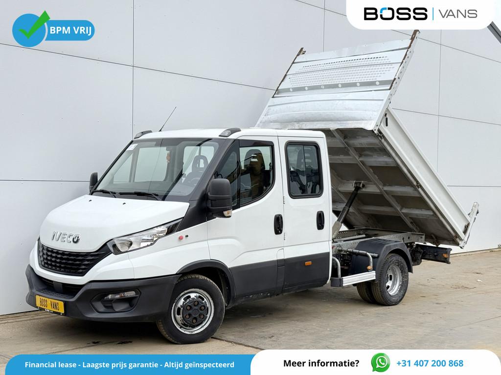 Iveco Daily 35C14 2.3 Kipper Dubbele Cabine Dubbellucht 3,5t, Auto's, Bestelauto's, Gebruikt, Zwart, Iveco, Wit