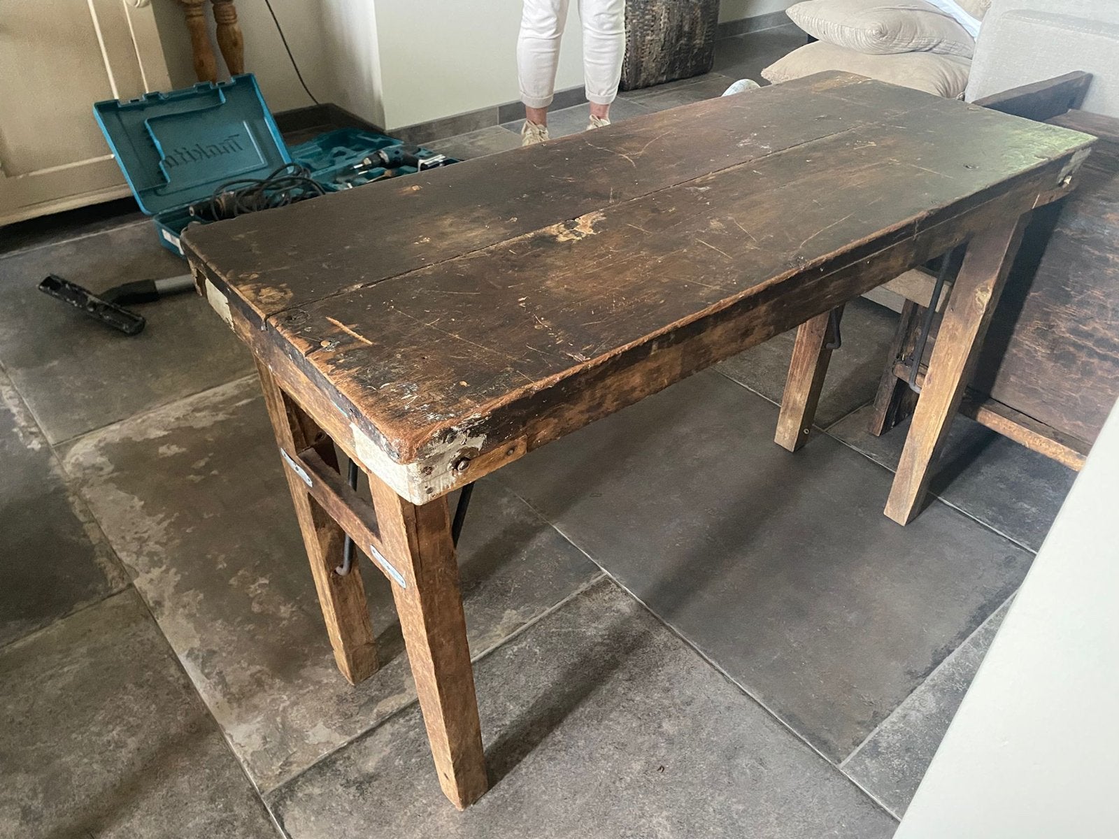 Oude markttafel / werktafel - 107x43x68 cm, Ophalen