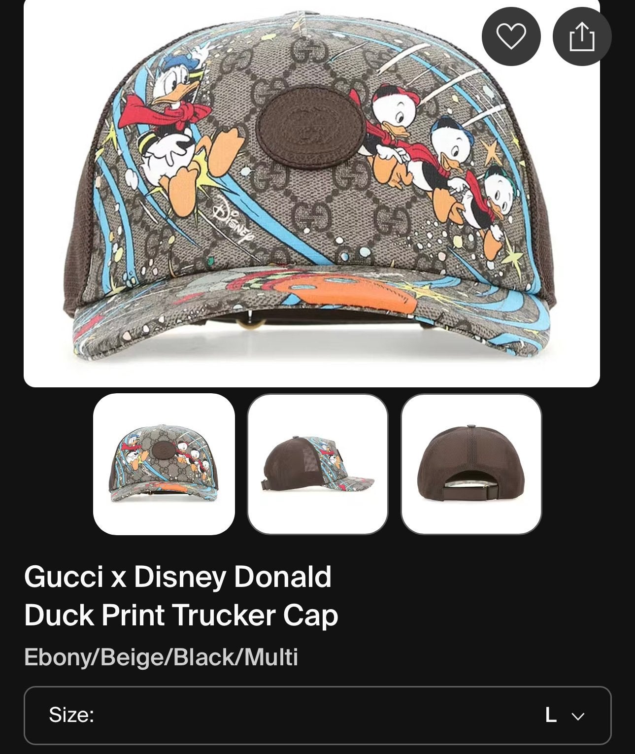 Dinsney gucci pet, Ophalen of Verzenden, Zo goed als nieuw, 58 of 59 cm (L, 7¼ of ⅜ inch), Pet