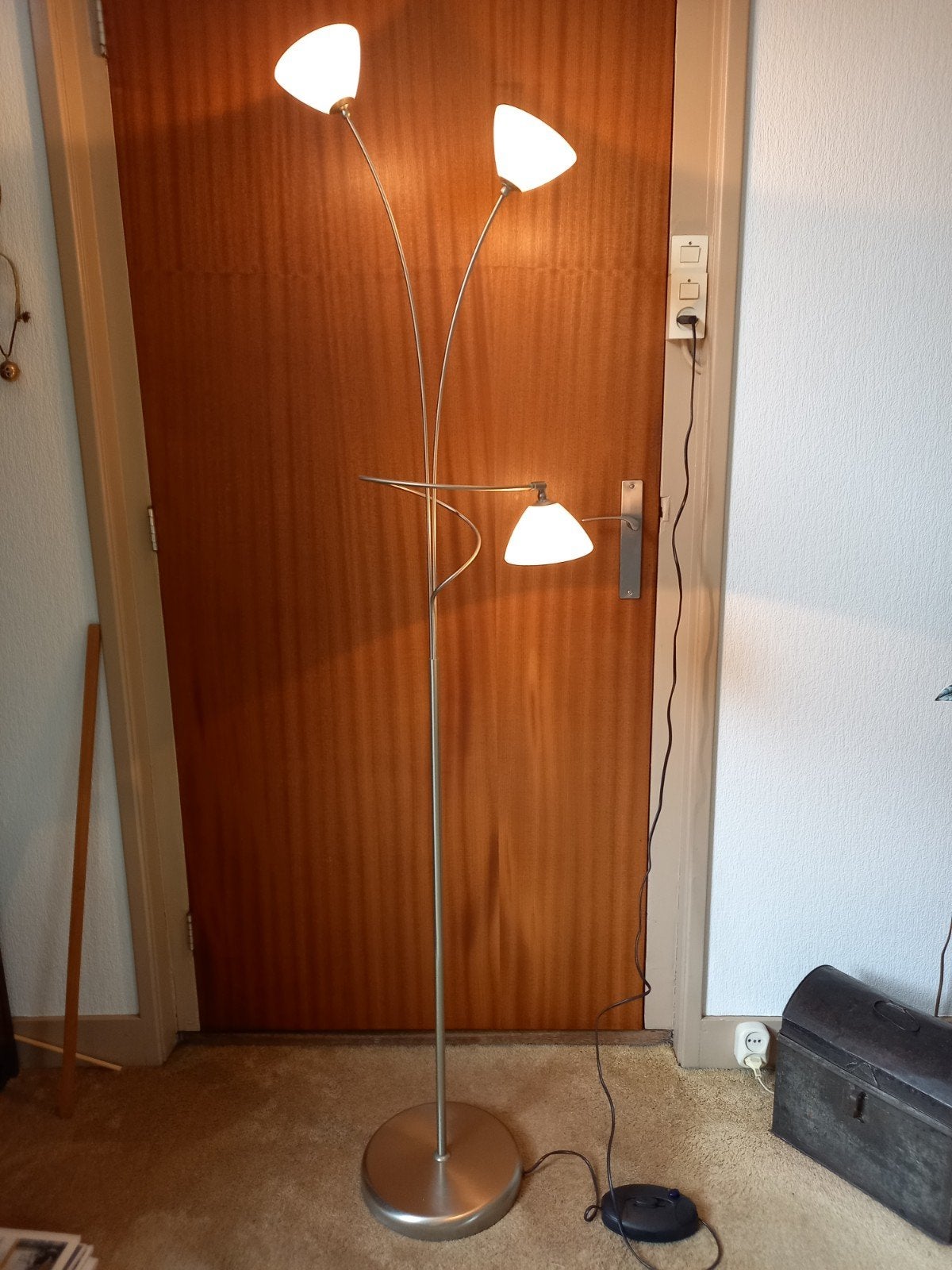 vloerlamp met 3 gewolkte kapjes, Ophalen, Glas, 150 tot 200 cm