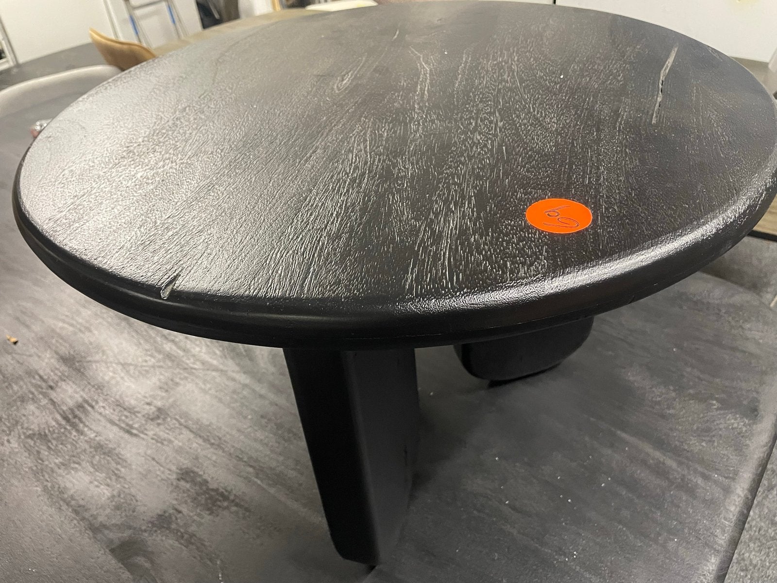 Zwart massief mango houten bijzettafel 50 cm, Ophalen, Minder dan 45 cm, Minder dan 55 cm, Rond