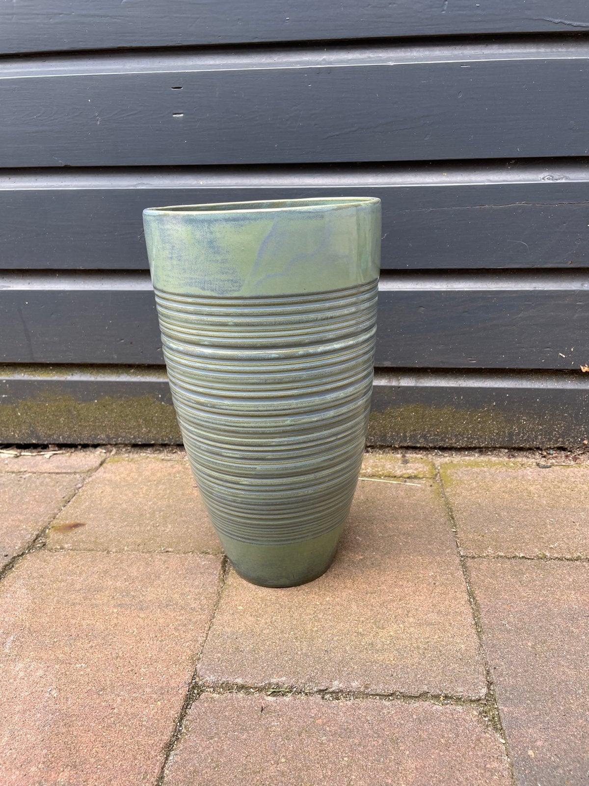 Stijlvolle Groene Bloempot - Hoogte 32 cm, Gebruikt, Rond, Binnen, Minder dan 40 cm